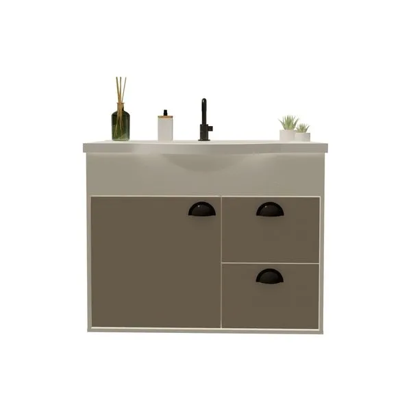 Conjunto Para Banheiro Gabinete Cuba de Apoio E Espelho Mdf Misar Bcogin 60Cm Cerocha
