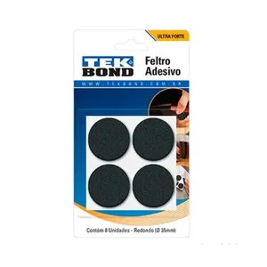 Feltro redondo 35mm com 8 unidades preto Tekbond