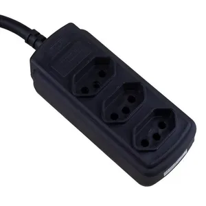 Extensão 3m 3 Tomadas 3P Force Line Preta