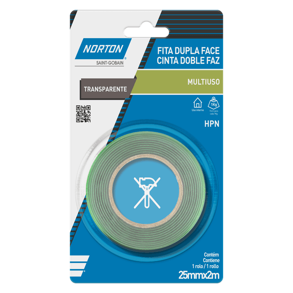 Fita Dupla Face Hpn Transparente 25mmx2m Norton Fita Dupla Face HPN 25mm Norton
