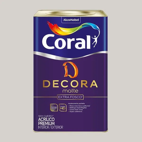 Tinta Premium Acrílica Fosco Decora 18L Coral Tinta Premium Acrílica Fosco Decora Crômio 18L Coral