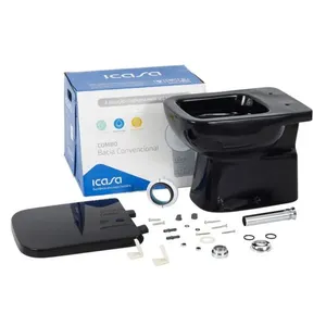 Kit Vaso Sanitário Convencional com Assento Pp Soft Close e Acessórios Preto Misti Icasa