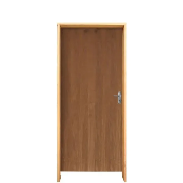 Kit Porta de Madeira Esquerda Rodam 210x72x14cm Imbuia com Ferragens