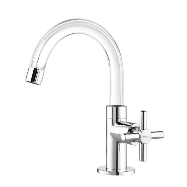 Torneira De Mesa Bica Alta Para Banheiro Fienza Cristal Cromado Viqua