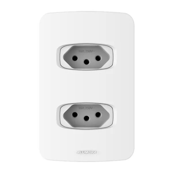 Conjunto 2 Tomada 10A 250V~ 4x2 Linha Gracia Branco Alumbra