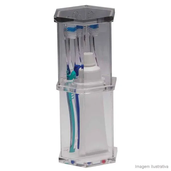 Porta escova de dentes com tampa cristal 901 Formacril