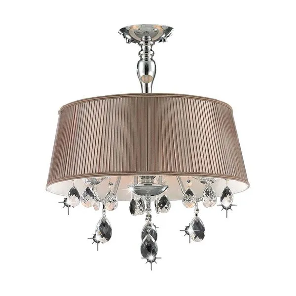 Lustre de tecido para 3 lâmpadas E14 Comodoro marrom Taschibra
