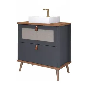 Armário de Banheiro Veneto 61,3x45,1x94cm MDF Titanium/Freijó Mgm Móveis