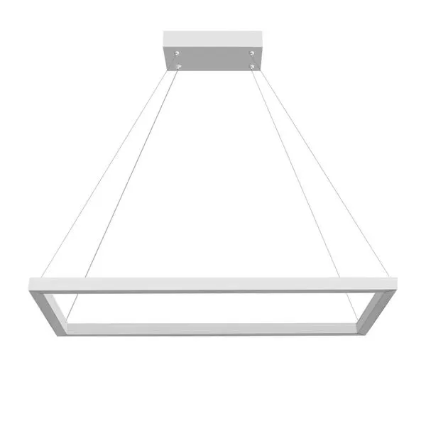 Pendente Retangular Led 20W 3K 1 Aro 400X200Mm Bivolt Branco Perfiline Bronzearte