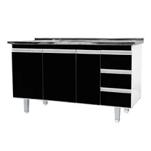 Gabinete New Siena p/ Pia 1,8m Branco e Preto Bonatto