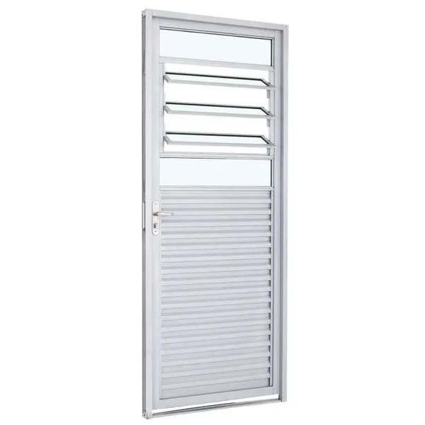 Porta Veneziana Basculante Esquerda Aço Branco 217x87x6 Prátika Sasazaki