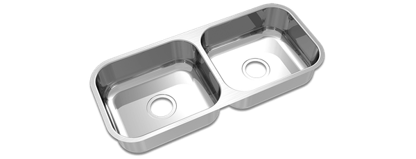 Cuba dupla de inox retangular 19x34x82cm Luxo 0.7 Mekal