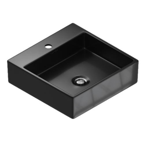 Cuba De Apoio Quadrada Com Mesa Taut 1 Furo 41X41Cm Preto Kohler