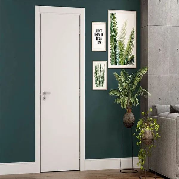 Kit Porta Lisa MDP 210x62cm Branco Reversível Batente 8cm Vert
