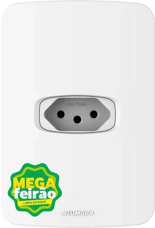 Tomada Padrão Alumbra 10A com Placa 4x2 Horizontal Branca Gracia Maxx