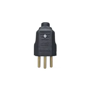 Plugue Gigante Macho 180° 2 Polos Terra 10 Amperes Preto Dicompel