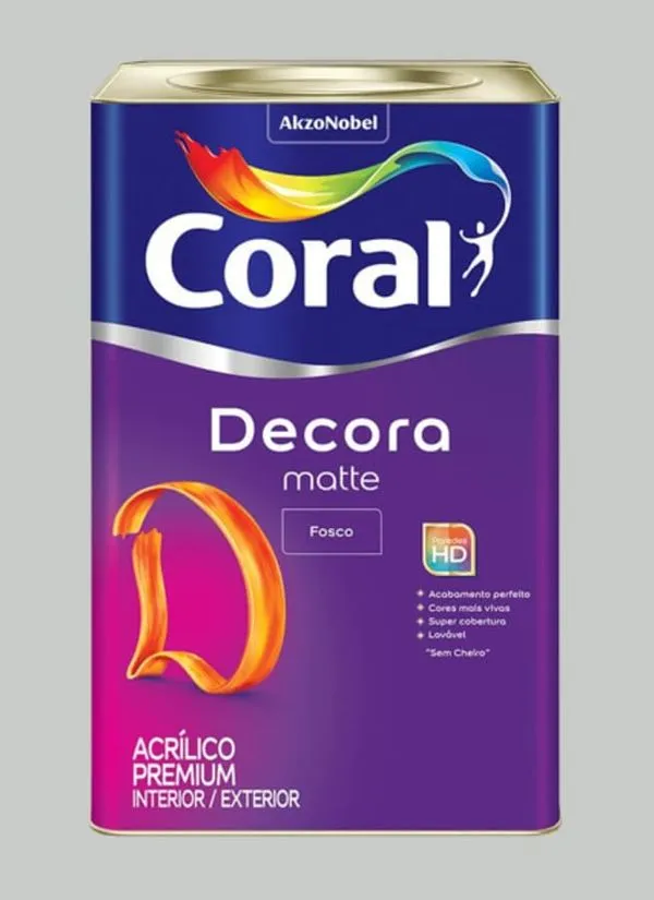 Tinta Premium Acrílica Fosco Decora 18L Coral Tinta Premium Acrílica Fosco Decora Algodão Cinzento 18L Coral