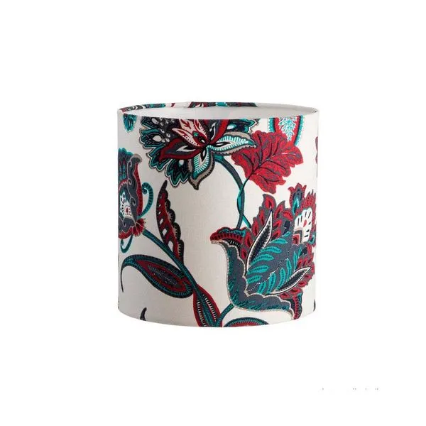 Cúpula de abajur Floral 20x20cm azul e vermelho LS Ilumina