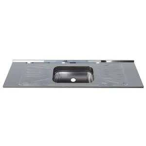 Pia para Cozinha Aço Inox 180x52cm Fabrinox Pia para Cozinha Aço Inox 180x52cm com Cuba Central