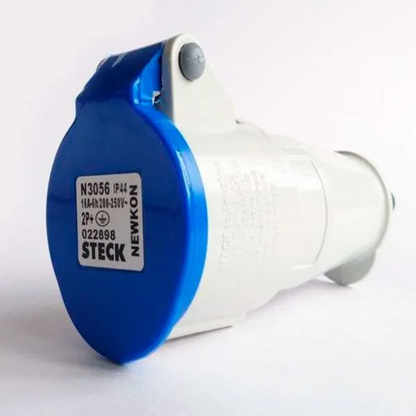 Acoplamento Tomada Móvel 2p T 16a 200v 250v 6h Ip44 Azul Newkon Steck