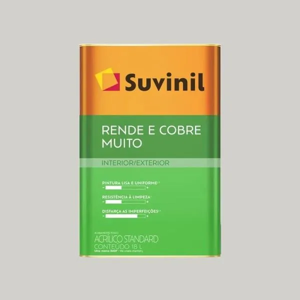Tinta Standard Acrílica Fosco Rende e Cobre 18L Suvinil Tinta Standard Acrílica Fosco Rende e Cobre Crômio 18L Suvinil