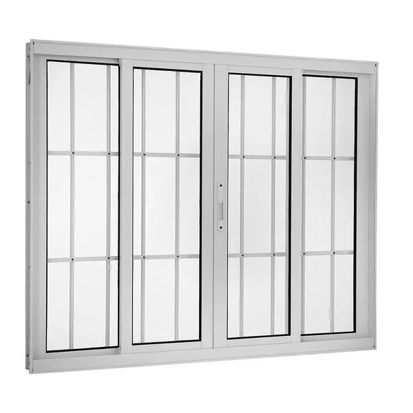 Janela Correr 4 Folhas Com Grade Vlis 100x150 Branco Topsul Esquadrisul