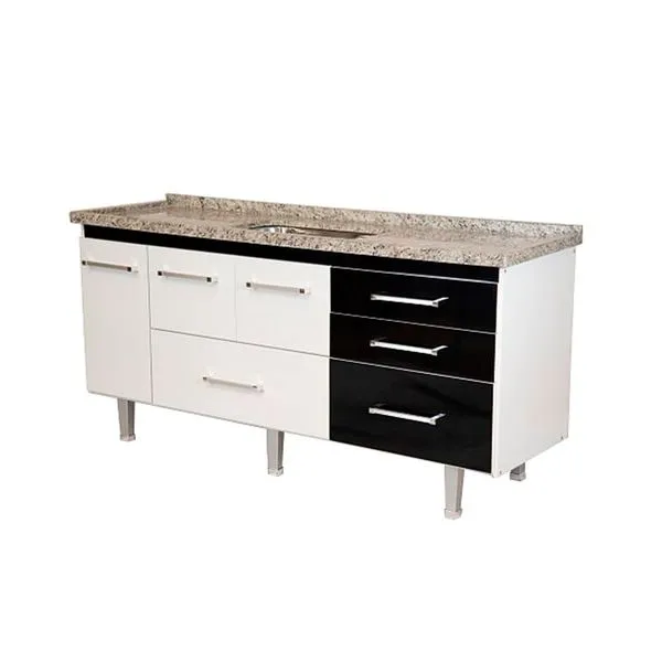 Gabinete de cozinha New Life 178,4x55cm branco e preto Bonatto