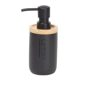 Porta Sabonete Líquido com Tampa de Bambu Preto Scandi Coisas e Coisinhas