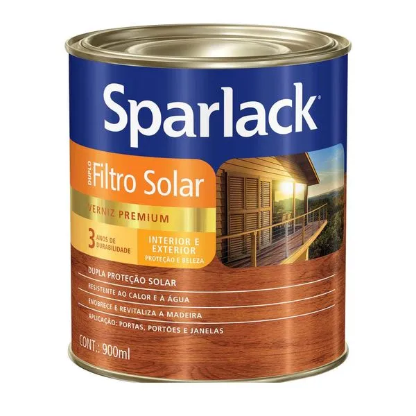 Verniz Duplo Filtro Solar secagem rápida 900 ml jacarandá Sparlack