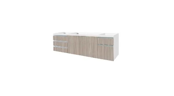 Gabinete Para Pia Blu 200cm Branco Com Porta E Gavetas Grigio Bumi