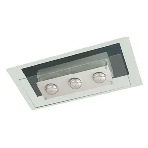Plafon retangular para 3 lâmpadas E27 Spacial PMR 137 100W vidro preto Pantoja