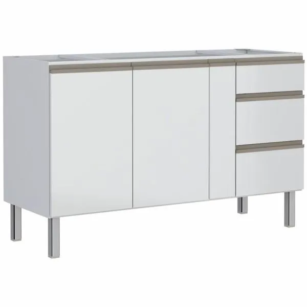 Gabinete para Pia de Cozinha Gaia Flat 150cm em Aço Branco Cozimax Gabinete Gaia Flat para pia de 150cm branco Cozimax