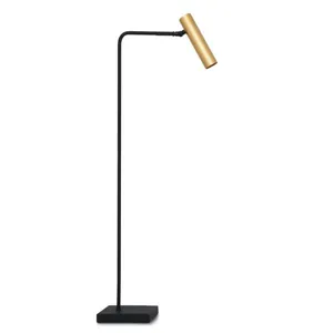 Luminária de Chão Aramada 5111 Articulável Preto e Dourado Bivolt Luminaria Chao Aramado 5111 Preto/Dourado