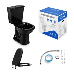 Kit Vaso Sanitário com Caixa Acoplada Kit Mariana Preto Icasa Kit Bacia Acoplada Com Caixa Kit Mariana Preto Icasa