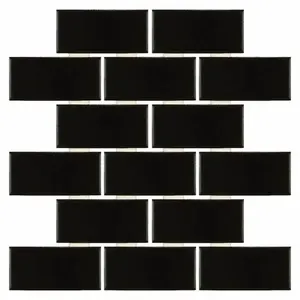 Revestimento Para Piscina Preto Acetinado 5x10 cm Grés Nero J.A. Bold Drop System Atlas
