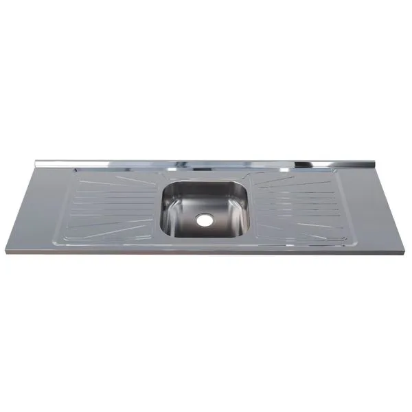 Pia para Cozinha Aço Inox 430 150x52cm Fabrinox Pia para Cozinha 430 Aço Inox 150x52cm com Cuba Central