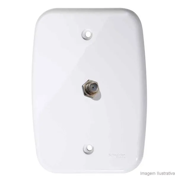 Tomada para antena de TV 4x2 Claris Prime branca com placa Schneider