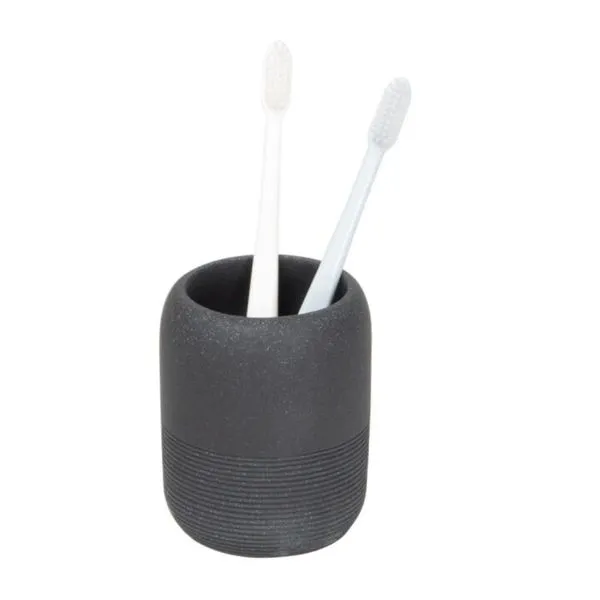 Porta Escova de Dentes Preto Cimento Texturizado Coisas e Coisinhas