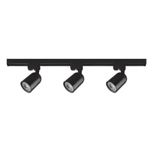 Kit 3 Spots Trilho Eletrificado Sobrepor Alumínio Led 1M Preto 5W 3000K Luminatti