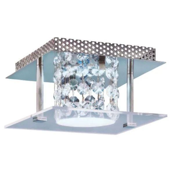Plafon Glacial Cristal LED 15x15cm 1x10W 127V acrílico jateado com cristais Bronzearte