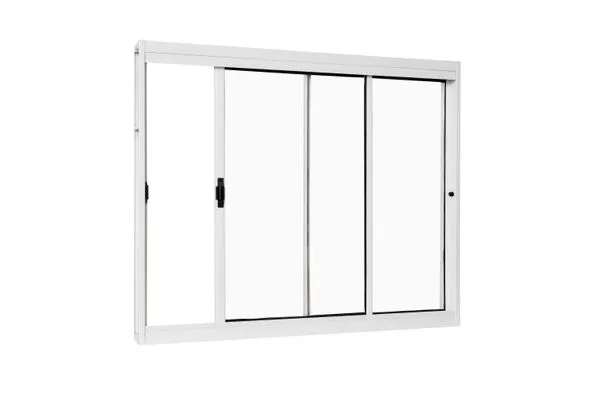 Janela Vitro De Aço De Correr Lateral Sem Grade 150x100x12 2 Folhas Com Vidro Liso Branca Unicsol Ramassol