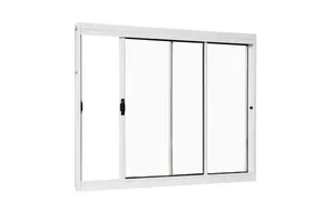 Janela Vitro De Aço De Correr Lateral Sem Grade 150x100x12 2 Folhas Com Vidro Liso Branca Unicsol Ramassol