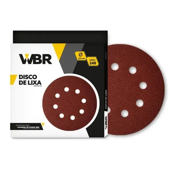 Disco de Lixa 225mm 8 Furos Grão 240 WBR com 10 Unidades Disco de Lixa 225mm 8 Furos Grão 240 (10 Unidades) WBR