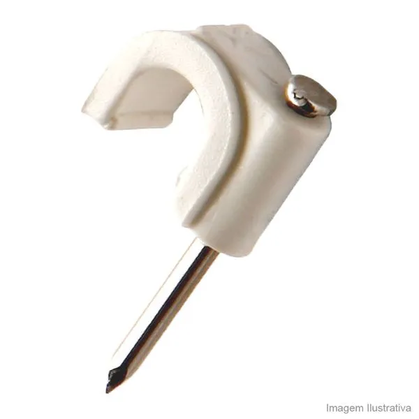 Abraçadeira de aço para cabo coaxial 7mm branca Fixtil