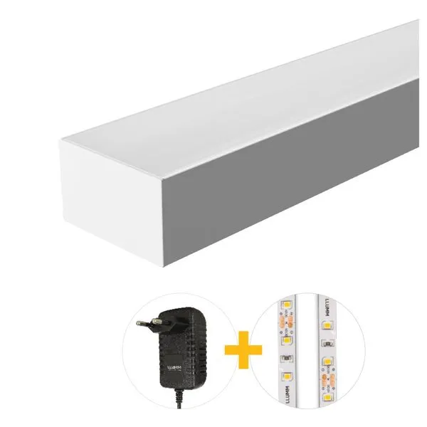 Kit Perfil Led Plug Play Sob Com Ft 20W/M 3000K E Fonte 12V 4A 2M Branco Llumm Bronzearte