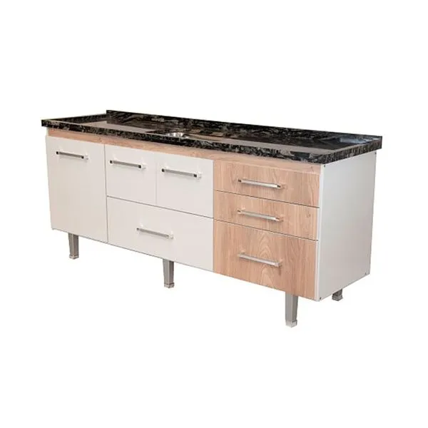 Gabinete de cozinha New Life 197,4x55cm branco e madeirado Bonatto