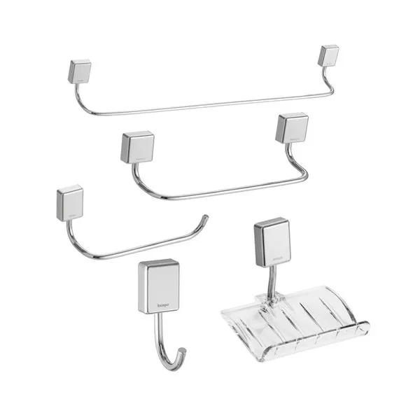 Kit de acessórios para banheiro 5 peças metal cromado Zip Incepa