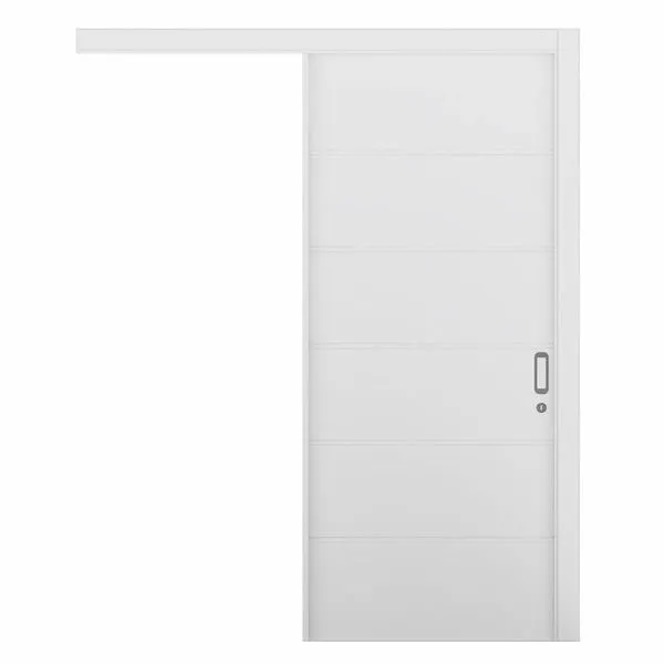 Kit Porta Bella Correr Mdp Branco Acabado Batente 14cm Com Ferragens210x82 Esquerda Vert