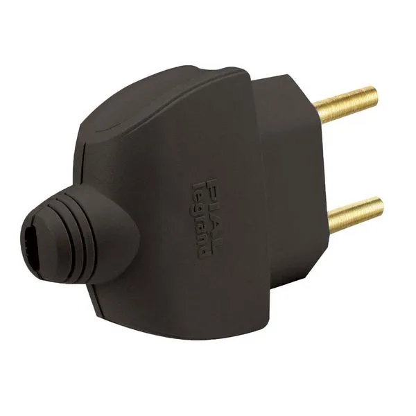 Plugue Residencial Saída Axial Com Prensa Cabo, Para Cabos De Até 8mm 2p 10a 250V Preto 615810 Conecta Pial Legrand