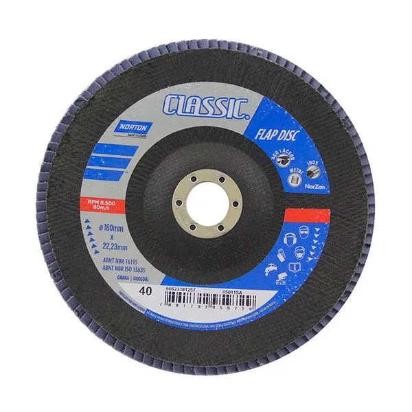 Disco de desbaste para metais 180x22mm grão 40 preto Norton